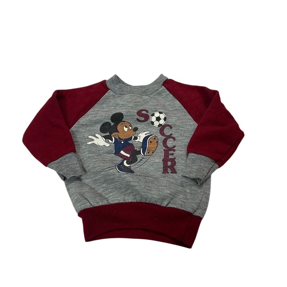 Vintage Mickey Mouse Retro Boys 12M Pullover Sweater Crewneck Soccer World Cup